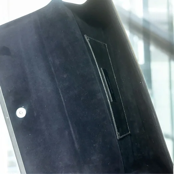 YSL Metallic Silver Flap Clutch - Picture 8 of 9